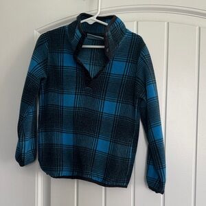 Cozy Blue and Black Plaid Kids Sweater